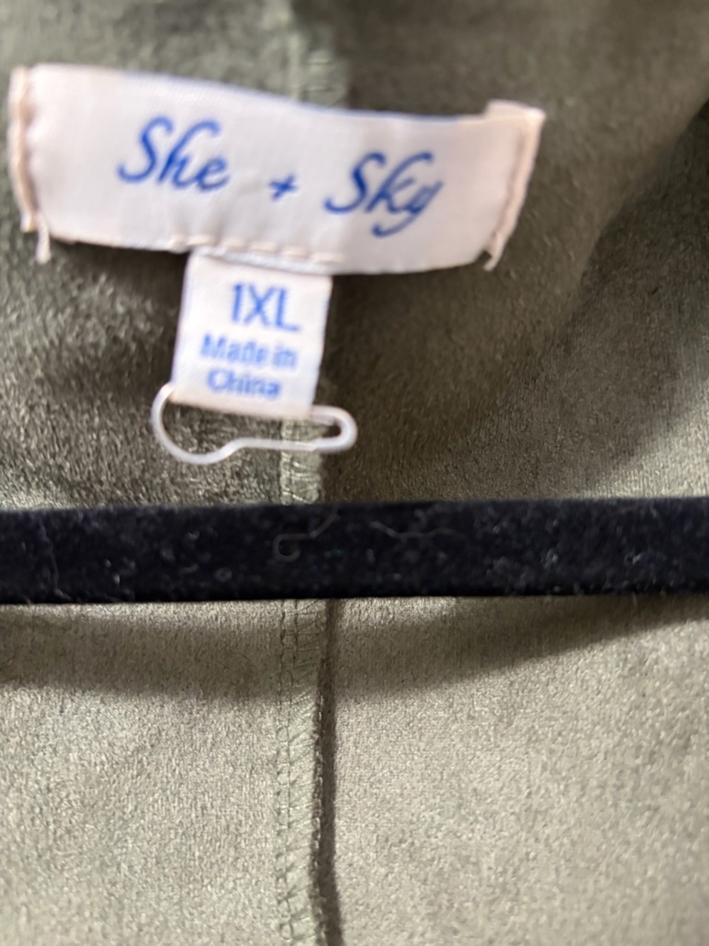 She + Sky Olive Green Sued like Open- Front Draped Boho Jacket/ Cardigan - Picture 2 of 5